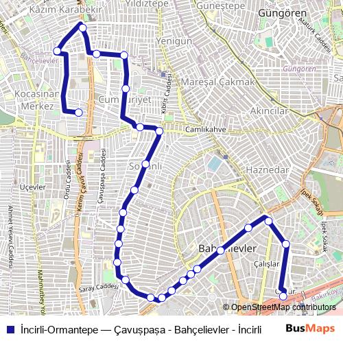 İncirli-Ormantepe bus Line Map