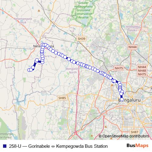 258-U bus Line Map