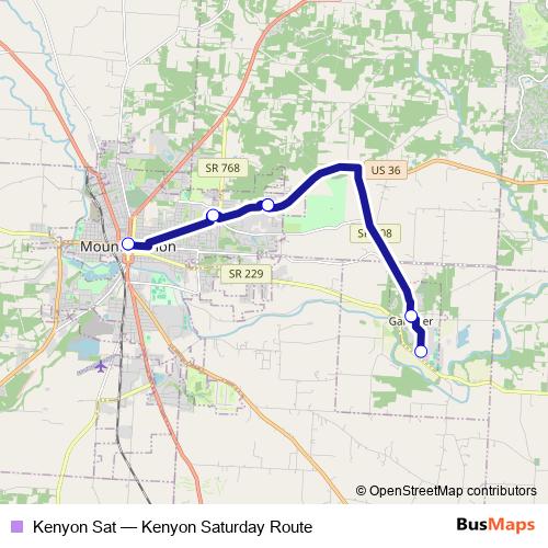 Kenyon Sat bus Line Map