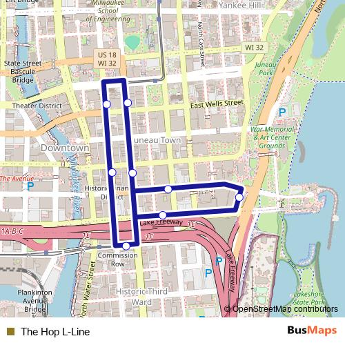 The Hop L-Line bus Line Map