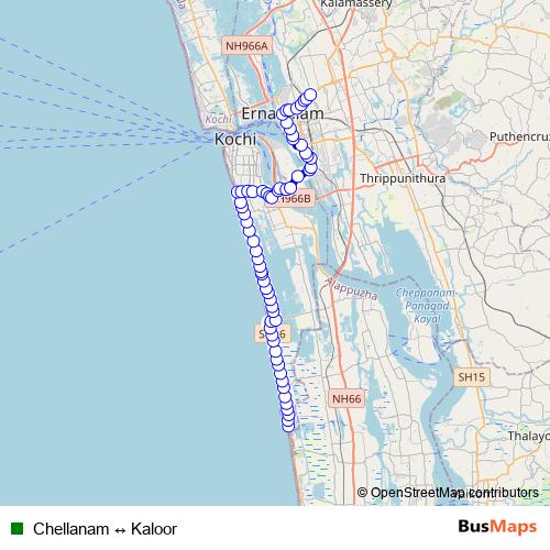 Chellanam ↔ Kaloor bus Line Map