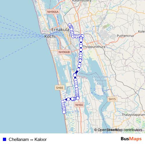 Chellanam ↔ Kaloor bus Line Map