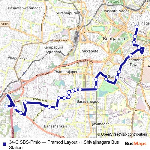 34-C SBS-Pmlo bus Line Map