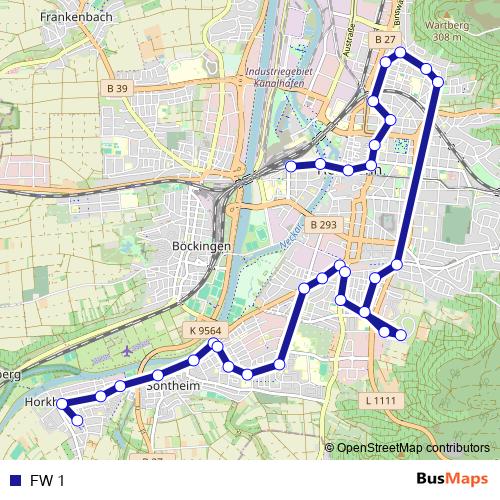 FW 1 bus Line Map