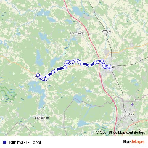 Riihimäki - Loppi bus Line Map