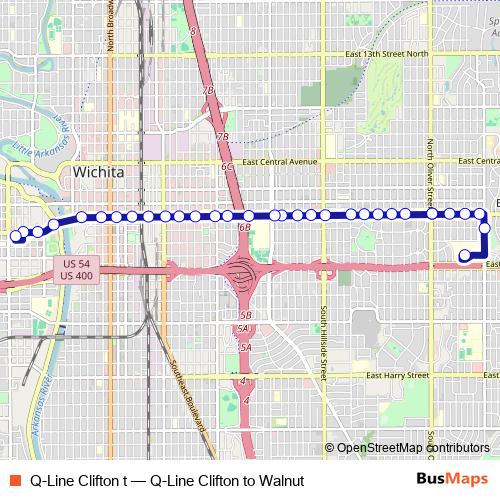 Q-Line Clifton t bus Line Map