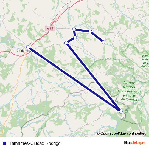Tamames-Ciudad Rodrigo bus Line Map