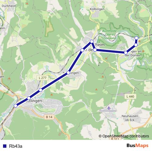 Rb43a bus Line Map