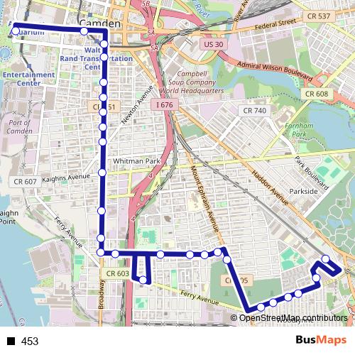 453 bus Line Map