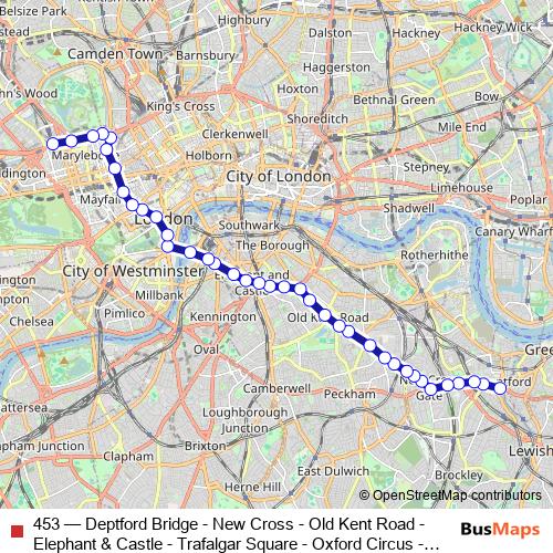 453 bus Line Map