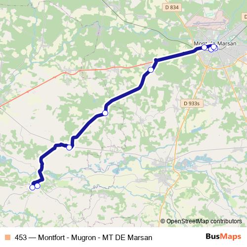 453 bus Line Map