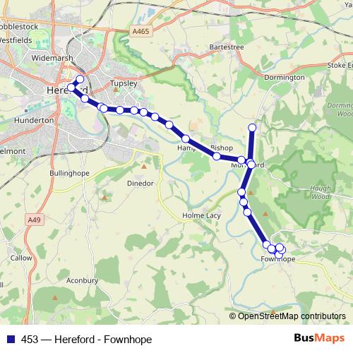 453 bus Line Map