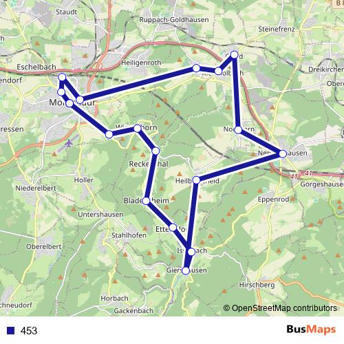 453 bus Line Map