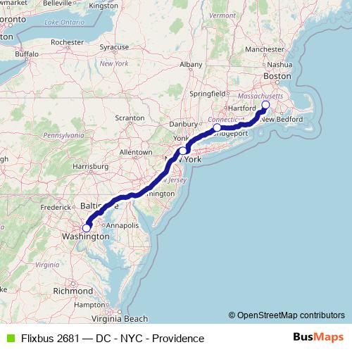 Flixbus 2681 bus Line Map