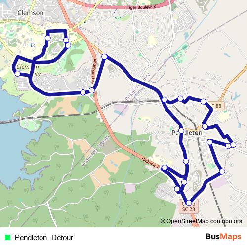 Pendleton -Detour bus Line Map