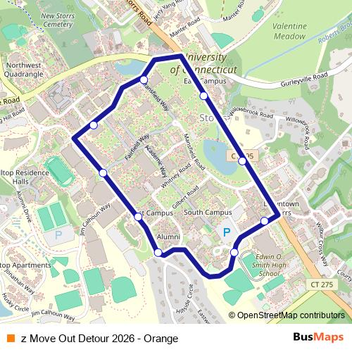 z Move Out Detour 2026 - Orange bus Line Map