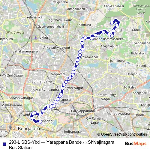 293-L SBS-Ybd bus Line Map