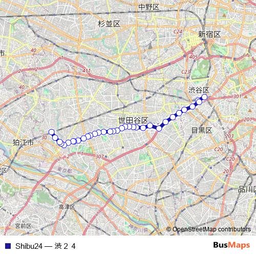 Shibu24 bus Line Map