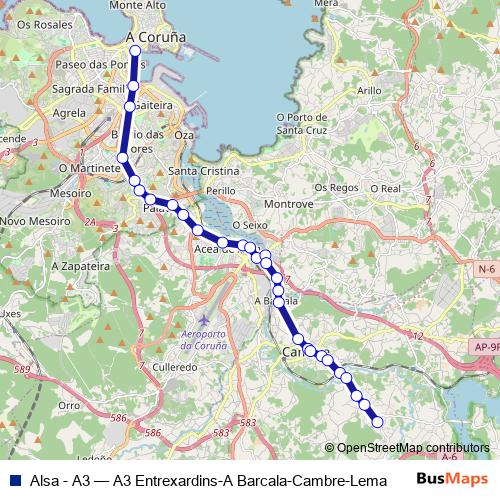 Alsa - A3 bus Line Map