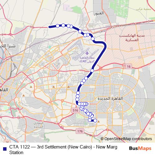 CTA 1122 bus Line Map