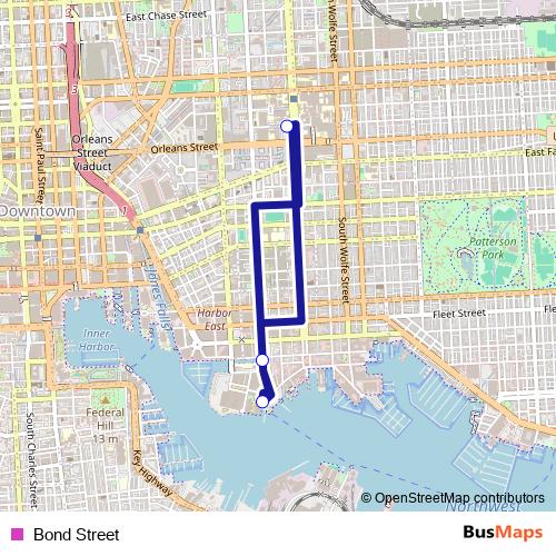 Bond Street bus Line Map