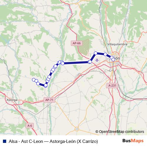 Alsa - Ast C-Leon bus Line Map