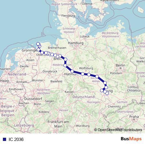 IC 2036 rail Line Map