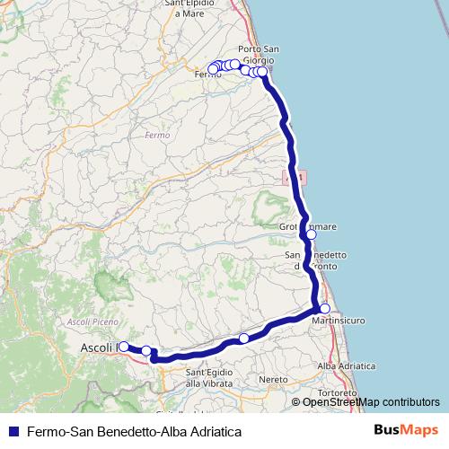 Fermo-San Benedetto-Alba Adriatica bus Line Map