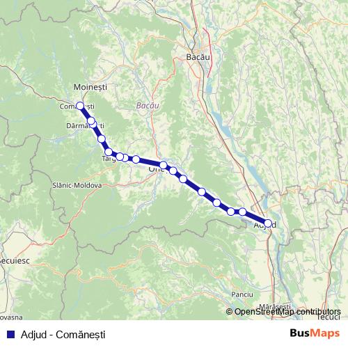 Adjud - Comăneşti rail Line Map