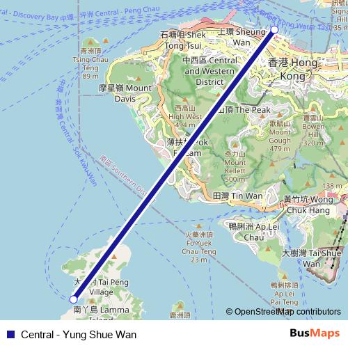Central - Yung Shue Wan ferry Line Map