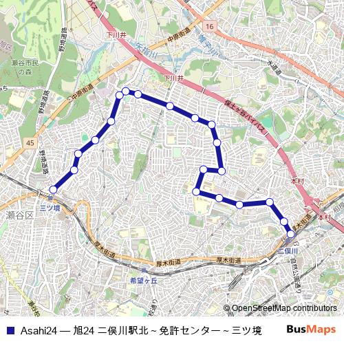 Asahi24 bus Line Map