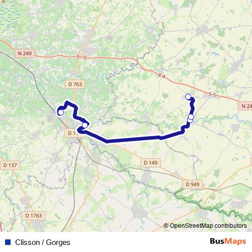 Clisson / Gorges bus Line Map