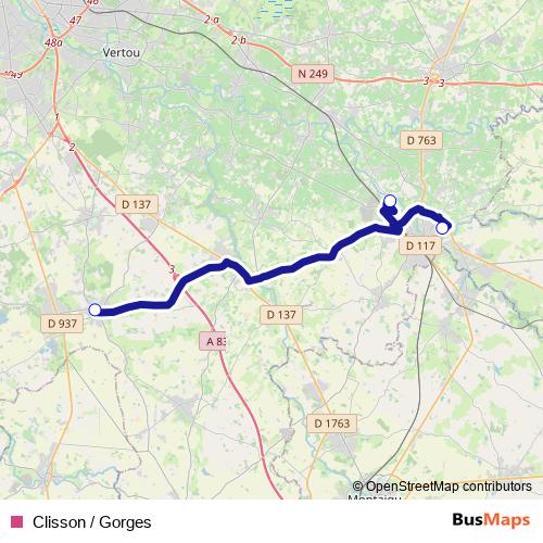 Clisson / Gorges bus Line Map