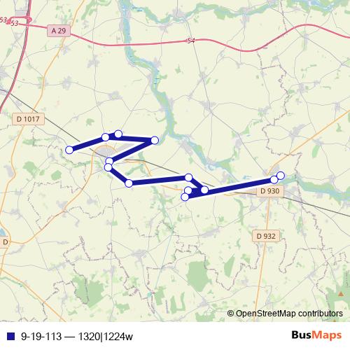 9-19-113 bus Line Map