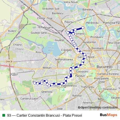 93 trolleybus Line Map