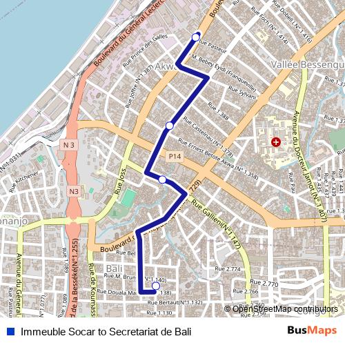 Immeuble Socar to Secretariat de Bali bus Line Map