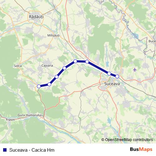 Suceava - Cacica Hm rail Line Map