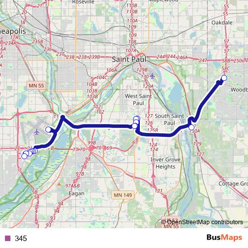 345 bus Line Map