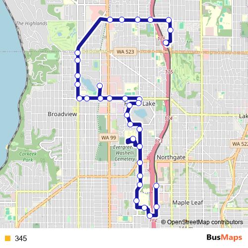 345 bus Line Map