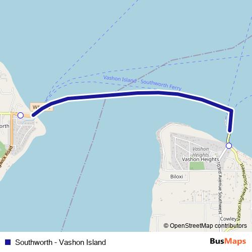 Southworth - Vashon Island ferry Line Map