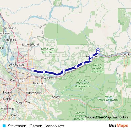 Stevenson - Carson - Vancouver bus Line Map