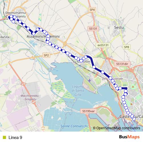 Linea 9 bus Line Map