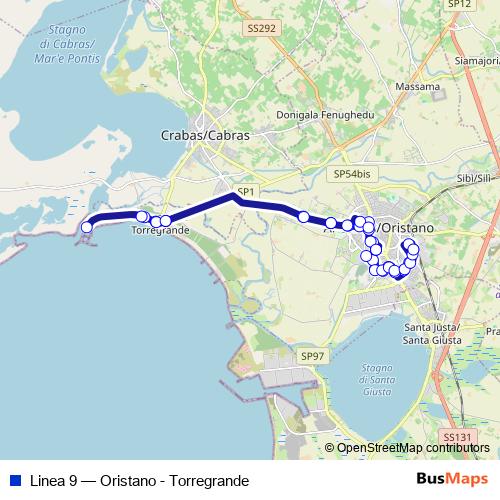 Linea 9 bus Line Map
