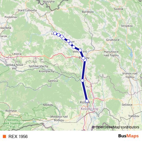 REX 1956 rail Line Map