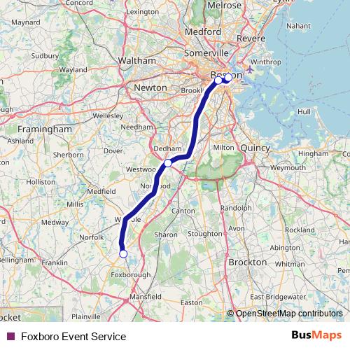 Foxboro Event Service rail Line Map