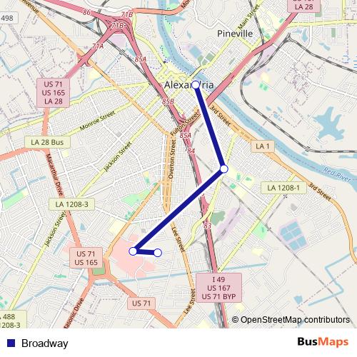 Broadway bus Line Map