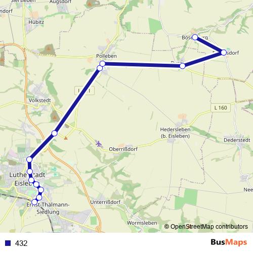 432 bus Line Map
