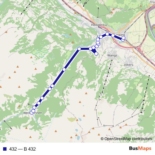 432 bus Line Map
