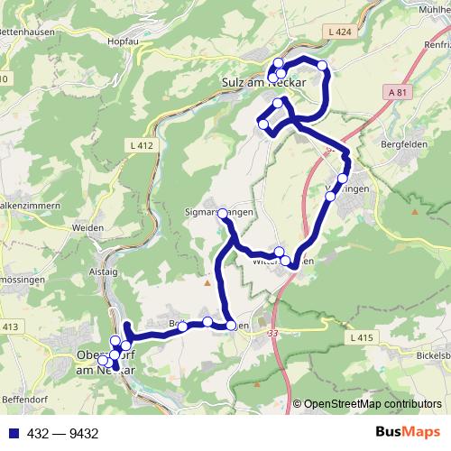432 bus Line Map