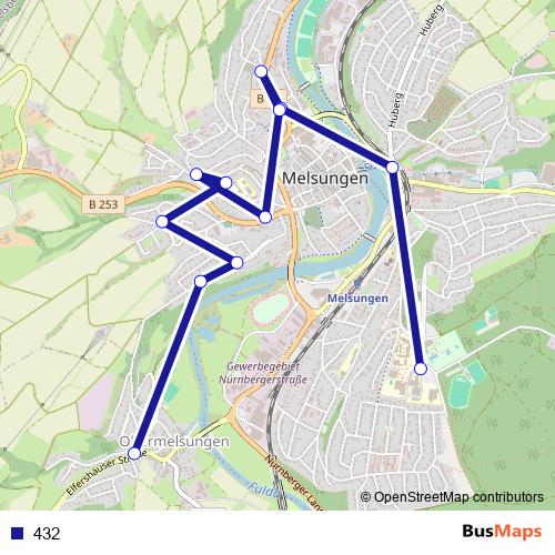 432 bus Line Map